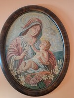 Nagy méretű tűgobelin , üvegezett ,fa keretben