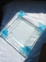 Castello handmade glass tál – buborékos kézműves üveg 20×20 cm