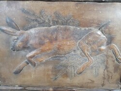 NYŰL ÉS FÁCÁN - VADÁSZ EMLÉKTÁRGY - ANTIK BŐRKÉP PÁRBAN