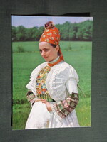 Képeslap,Szerbia,Szerb Wojerecy népviselet,népművészet,1975
