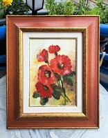 Czinege Zsolt: Pipacsok, szép keretben! olajfestmény - Czinege Galéria, piros virágok