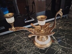 Rèz kagylóhéj berakàssal madàr alakú gyertyatartó