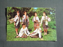 Képeslap,Románia,Moldva népviselet,népművészet,1972-
