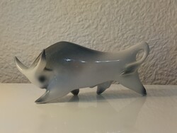 Zsolnay Szürke Bika - Art Deco - HIBÁTLAN