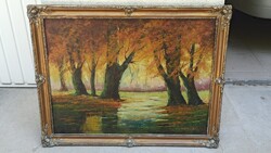 Antik őszi erdő olajfestmény 60 x 80 cm