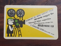 Kártya naptár, retró, reklám, Mokép, film, 1968