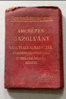 Bőrkötéses ,arcképes ,vasúti ,kedvezményre jogosító igazolvány 1928