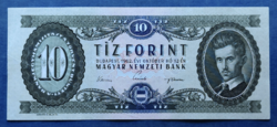 Nyomdahibás! 10 Forint 1962, EF. Ferdén nyomott sorszám.