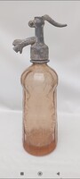 1/2 L. borostyán színű ,feliratos ,romániai szódásüveg, nem fejazonos ónfejjel. 1928
