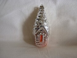 RÉGI ÜVEG KARÁCSONYFADÍSZ - HAVAS HÁZIKÓ!