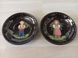 Vásárhelyi fiú - lány kerámia tál fali tányér pár 19 cm