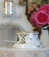 Herendi porcelán kanna melegítő nyeles mécsestartóval