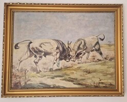 Bikák viadala 36x28 cm fa keretben