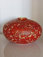 Mid century fröcskölt mázas iparművészeti kerámia váza 14 x 22 cm