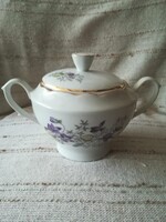 Cmielow lengyel porcelán cukortaró, ibolya mintás+kiöntő