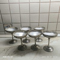 Ezüstözött alpakka fagyis kehely, talpas kínáló 6 db eladó!