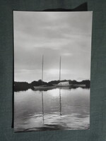 Képeslap,Balaton part,kikötő,vitorlás hajó látkép,részlet,1962-