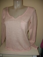 Len tartalmú vékony pulóver, halvány rózsaszín