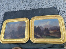 Antik Osztrák, Biedermeier festmény pár 1850 és évek.