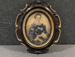 XIX.sz.i. BIEDERMEIER  AKVARELL EREDETI KERETÈBEN !  GYÖNYÖRŰ!!!   24X21 cm!!!