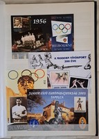 Bélyegalbum sport motívumokkal. főként magyar bélyegek, blokkok, emlékívek