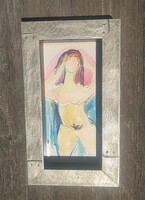 Női akt kép, keretben