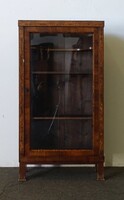 1W403 Régi kisméretű, intarziás Biedermeier üveges vitrin könyvszekrény 130 x 70 cm