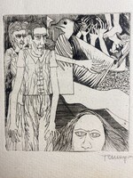 Tellinger István - Tus 1980 - szignózott - 10.5 x 9.5 cm