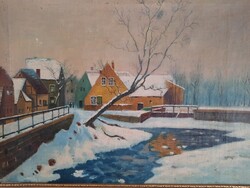 Antik festmény, Téli utcakép