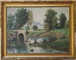 Veress Z. jelzéssel (20.sz.k.) : Folyópart kirándulókkal