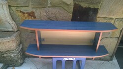 Modern nagyméretű falipolc-azúrkék-krémszín, minőségi kisipari munka 100x36x51 cm
