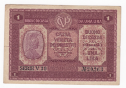 Egy Líra - Velencei Köztársaság bankjegy 1918