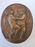 RITKA! NAGY MÉRETŰ!!! 18 CM-ES TELCS EDE (1872-1948)PUTTÓK BRONZ PLAKETT 1920 KÖRÜL