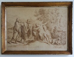 Francesco Bartolozzi(1727-1815): Keresztelő János megmutatja Jézust a tanítványainak. Eredeti lap!