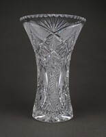 1V977 Régi csiszolt kristály váza 20.5 cm