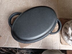 Új Kacsasütő Nagy 38cm Öntöttvas Grill Kemence Smoker grill tepsi edény kenyérsütő