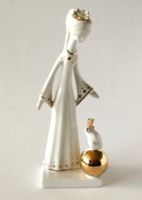 Aquincum porcelán békakirály, királylány békával, Ősz Szabó Antónia figura,nipp