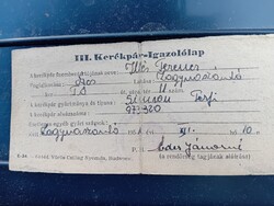 Kerékpár igazoló lap