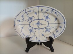 ~1840 antik Rauenstein kézzel festett kék "Immortelle de Saxa" mintás porcelán tál 22 cm