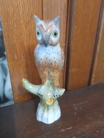 Ritka Ó-Herendi 1942,Kézi Festett Ágon Ülő Bagoly Porcelán Figura.13 cm.