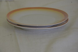 2 db Zsolnay, narancssárga szegélyes porcelán tányér A282