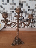 Bronz /réz?/három ágú gyertyatartó