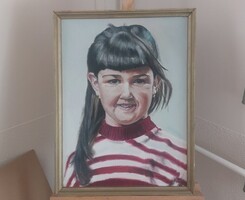 (K) Zagyva Sándor portréfestmény 45x61 cm kerettel