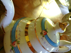 BIEDER RÓZSÁS GYŰJTEMÉNYI vastagporcelán  antik TEÁSKANNA TEA KIÖNTŐ - Art&Decoration