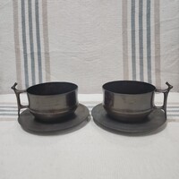 Barabás Lajos (1922-1977)Ötvös Művész Kutya Fogós  Kávés Csészék Párban