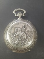 Doxa Swiss Pocket Watch,Szent György,Barokk Motívumos,Orosz Piacos,Nos állapotú Zsebóra.10 cm.