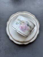 Csodás romantikus rózsás reggeliző teás csésze szett, trió