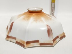 Art deco, sötét és világosbarna csíkos mennyezeti tejüveg lámpabúra (3492)