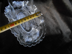 Antique Glass Basket, Candy Serving with Lace-like Decoration - Good Condition