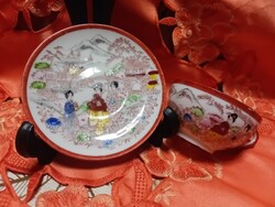 Kutani japán tojáshéj porcelán kávés csésze aljjal